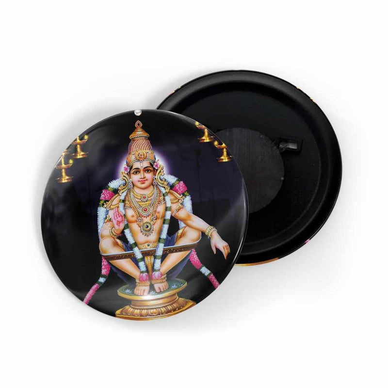 dhcrafts Round Fridge Magnet Black color Ayyappa Swamy D2 Glossy Finish Design Pack of 1 (58 mm)